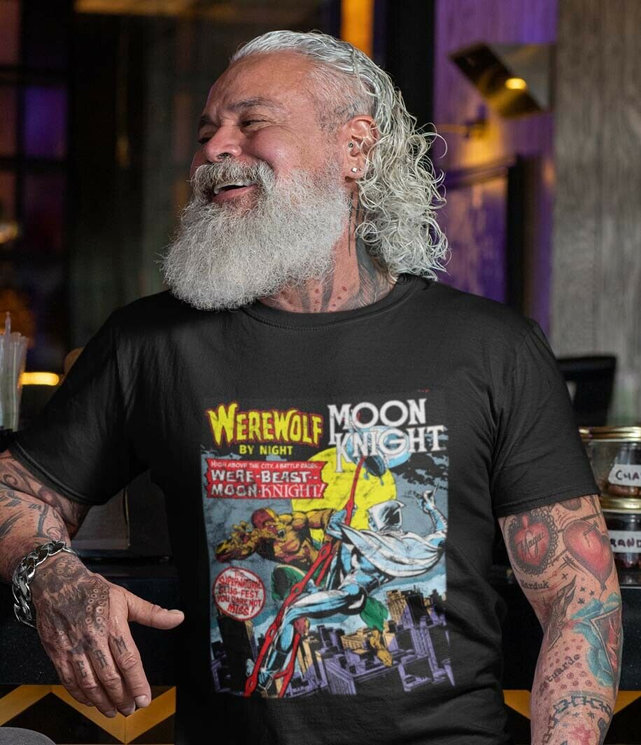 Men's Marvel Werewolf by Night Moon Werewolf Poster T-Shirt