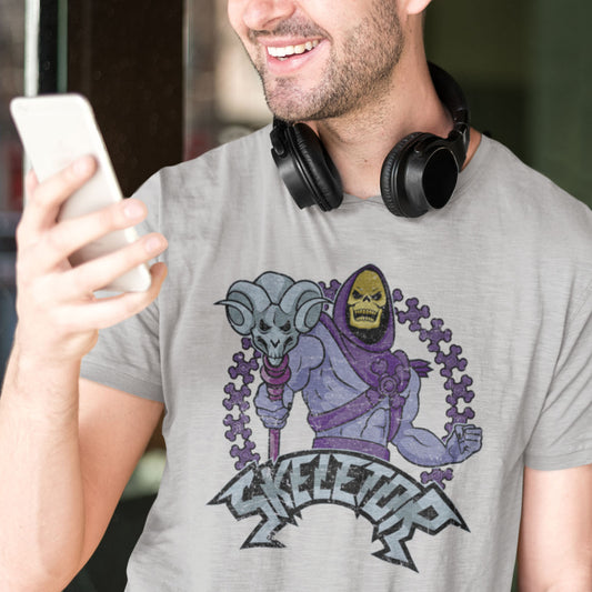 Skeletor T-shirt He-Man Retro 80's Cartoon Adult Regular Fit Gray Graphic Tee