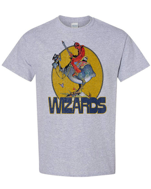 'Wizards' 70's Movie T-Shirt - Retro Distressed Design Fantasy Anime Graphic Tee