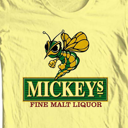 Mickeys Irish Malt Liquor Beer T-shirt bar Ireland cotton graphic yellow tee