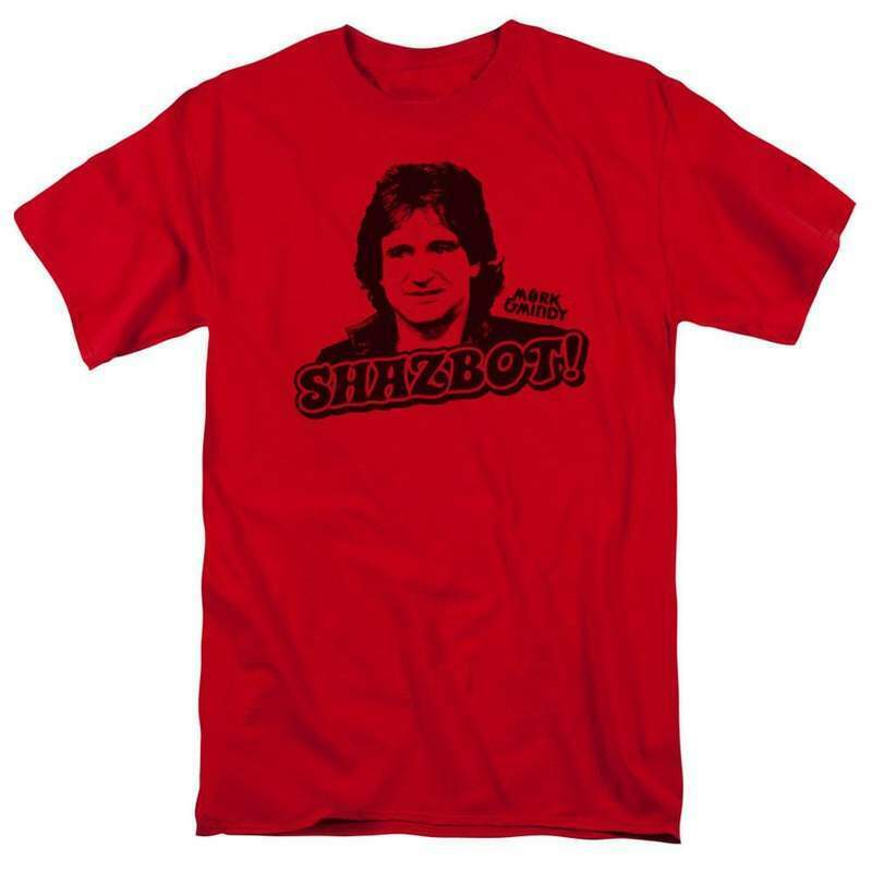 Mork & Mindy Shaz-bot T-shirt retro 70s classic tv show Robin Williams CBS891Red