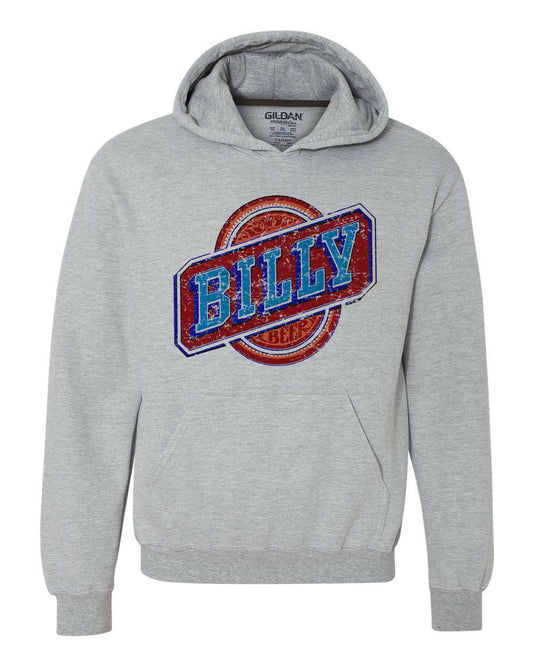 Billy Beer Hoodie retro vintage style distressed print grey graphic tee shirt