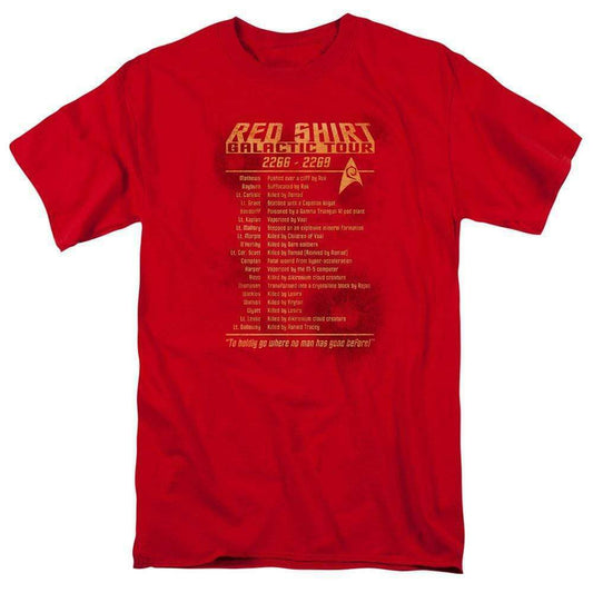 Star Trek Red Shirt Galactic Tour 2266-2269 Retro 60's sci-fi graphic tee CBS953