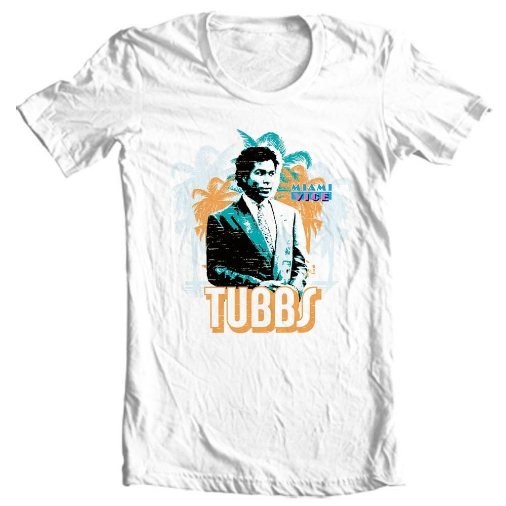 Miami Vice Tubbs T-shirt 1980's retro TV show cotton graphic white tee NBC224