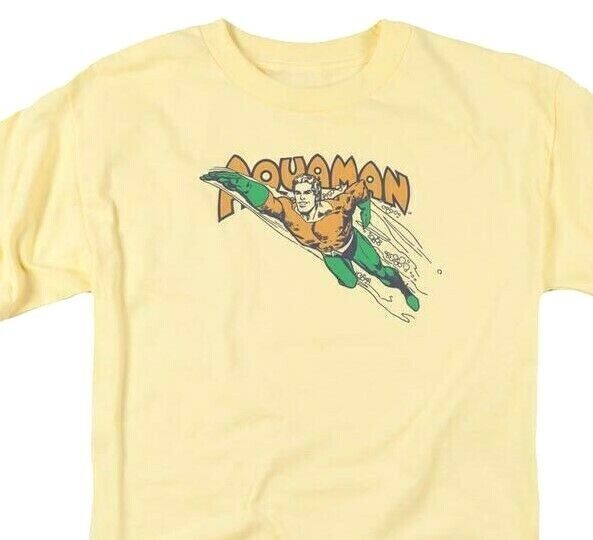 Aquaman T-shirt regular fit crew neck DC yellow cotton superhero tee DCO862