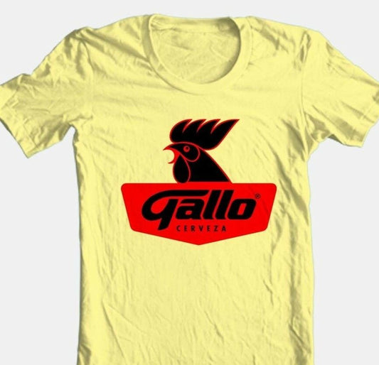 Gallo Beer T-shirt Free Shipping 100% cotton graphic printed yellow tee shirt