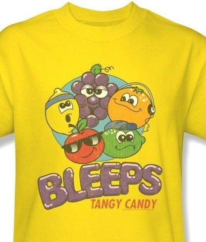 Bleeps Sour Fruit Candy T-shirt men's yellow  100% cotton graphic tee DBL101