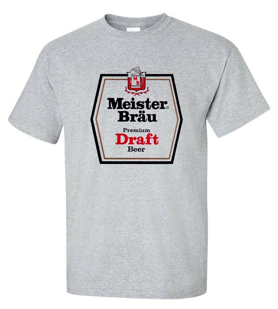 Meister Brau T-shirt - Retro Beer Brewed Perfection - Logo Graphic Tee - Adult Regular Fit