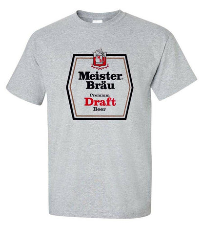 Meister Brau T-shirt - Retro Beer Brewed Perfection - Logo Graphic Tee - Adult Regular Fit