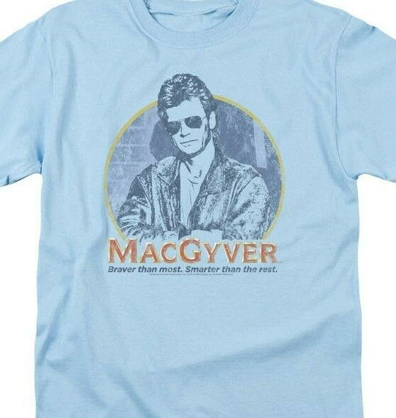 MacGyver Retro 80s adventure action TV series blue graphic t-shirt CBS1640