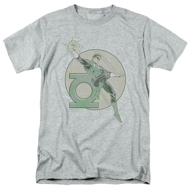 Green Lantern T-shirt retro 80s DC comic book cartoon superhero grey tee DCO603