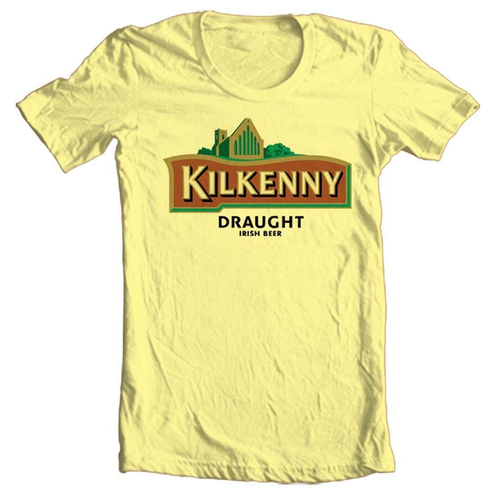 Kilkenny Irish Beer T-shirt bar Ireland 100% cotton graphic printed yellow tee