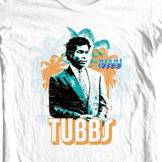 Miami Vice Tubbs T-shirt 1980's retro TV show cotton graphic white tee NBC224