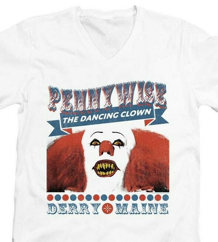 IT movie Pennywise T-shirt horror movie distressed  graphic cotton white tee