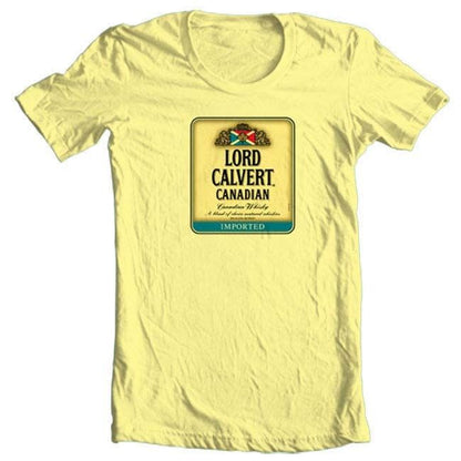 Lord Calvert T-shirt Canadian Whisky beer yellow white 100% cotton graphic tee