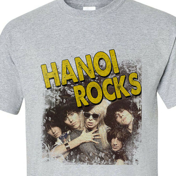 Hanoi Rocks T Shirt retro 1980s heavy metal vintage glam rock gray