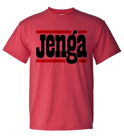 Jenga T-shirt vintage style retro 1980s board game cotton blend heather red tee