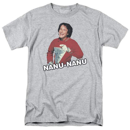 Mork & Mindy Nanu Nanu T-shirt retro 70s classic tv Robin Williams gray CBS1552