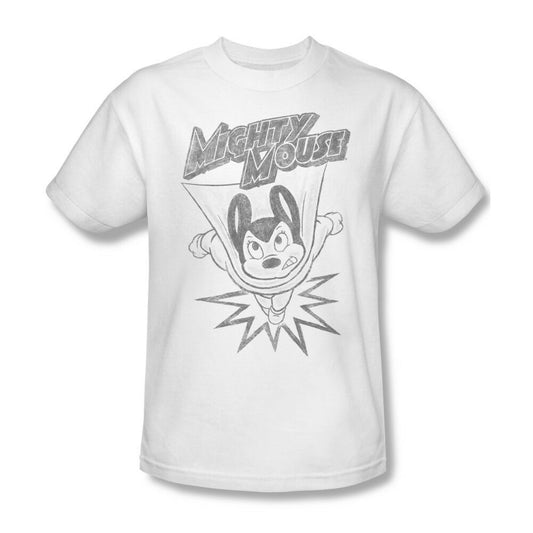 Mighty Mouse T-shirt retro superhero vintage cartoon cotton white tee CBS1134