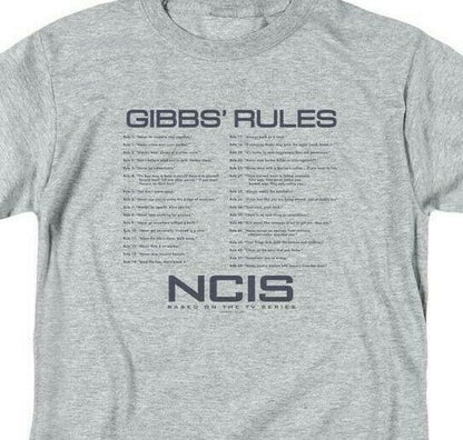 NCIS TV Drama series Gibbs Rules Graphic heather gray cotton T-shirt CBS1608