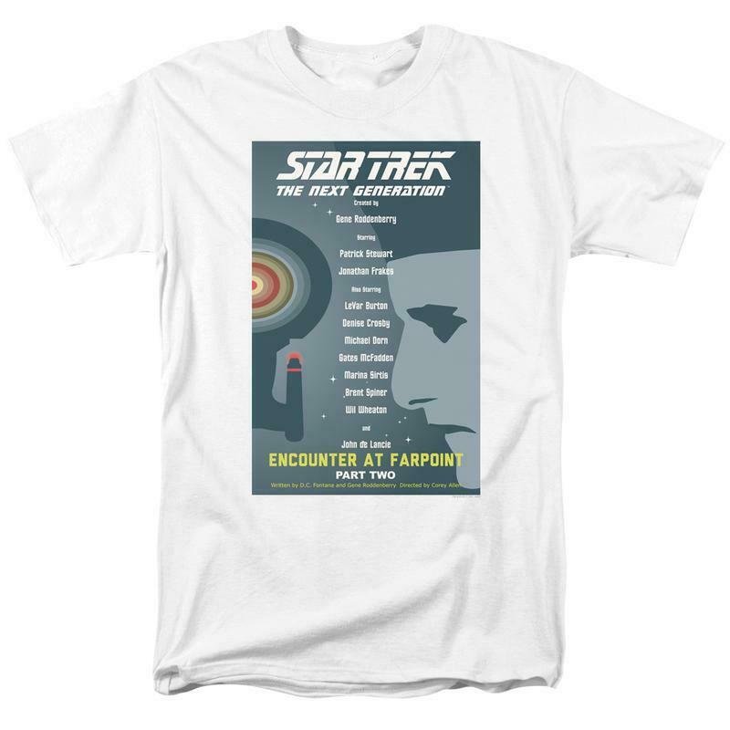 Star Trek T-shirt The Next Generation Encounter at Farpoint graphic tee throwback design tshirts for sale