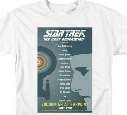 Star Trek T-shirt The Next Generation Encounter at Farpoint graphic tee throwback design tshirts for sale