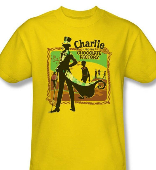 Charlie and Chocolate Factory T-shirt 100% cotton movie graphic gold tee WBM126