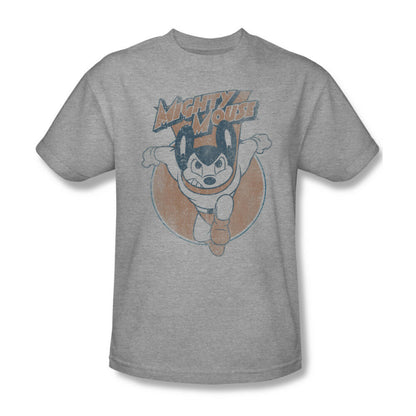 Mighty Mouse T-shirt retro design superhero cartoon heather grey tee CBS935