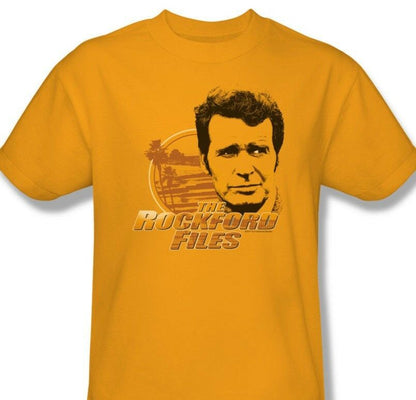 Rockford Files T-shirt vintage TV show distressed 100% cotton gold tee NBC303