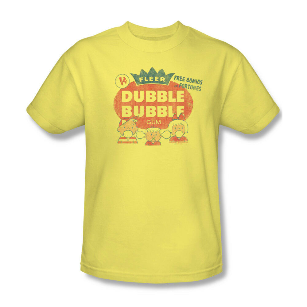 Dubble Bubble T-shirt men's regular fit 100% cotton graphic tee 80's retro style yellow tee for sale