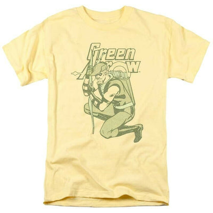 Green Arrow T-shirt retro 80s DC comic book cartoon superhero yellow tee DCO801