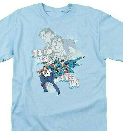 Superman T-shirt DC comics book Clark Kent retro blue cotton 