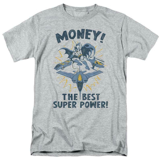 Batman Money T-shirt SuperFriends retro 80s cartoon DC grey graphic tee DCO638