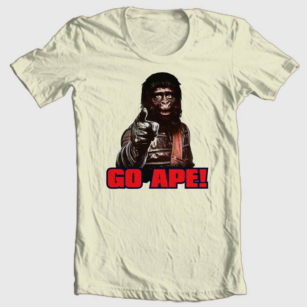 Planet of the Apes T-shirt 1970s GO APE retro original movie 100% cotton tee