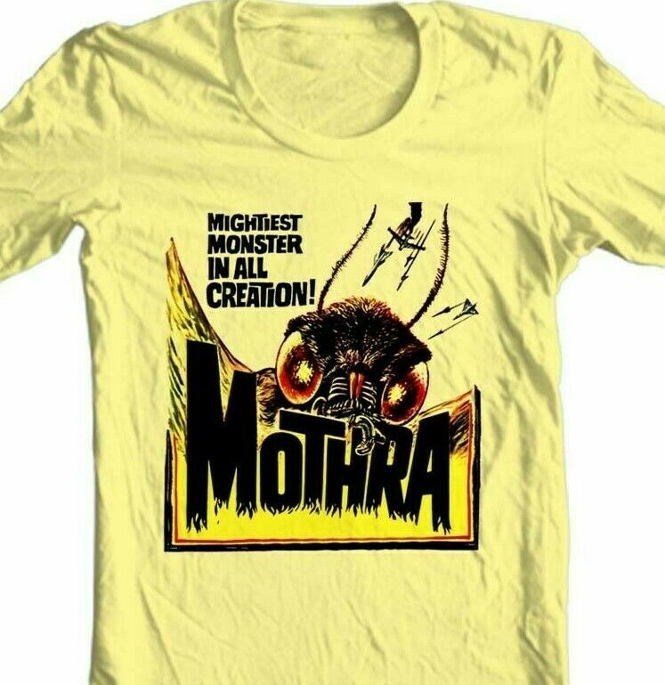 Mothra T-shirt retro sci fi monster movie Godzilla 100% cotton graphic tee