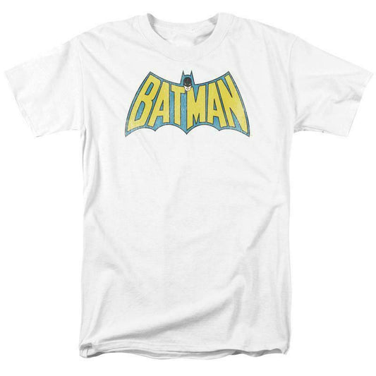 Batman Logo T-shirt SuperFriends retro 80s cartoon DC white graphic tee DCO209B