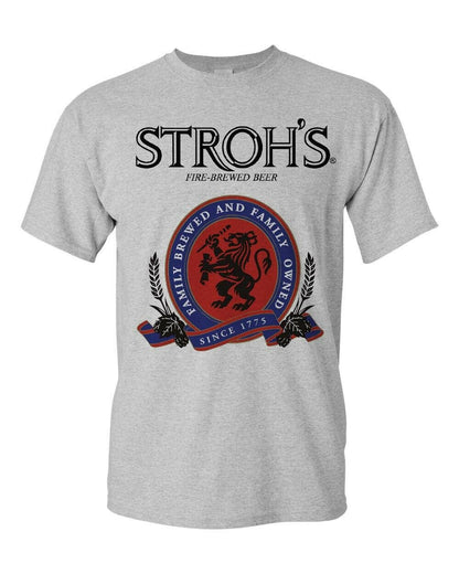 Strohs Beer T-shirt retro style cotton blend graphic grey tee