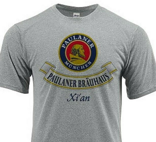 Paulaner Dri Fit graphic beer T-shirt moisture wicking sun protection SPF 50 tee