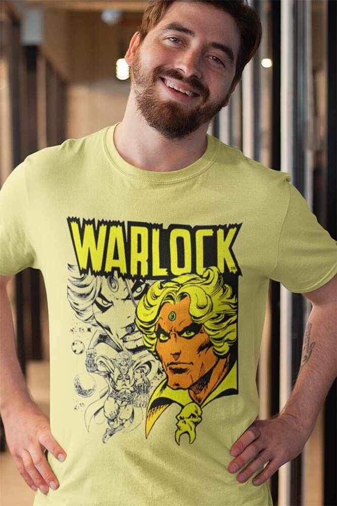 Adam Warlock T-shirt retro adult regular fit yellow cotton graphic tee