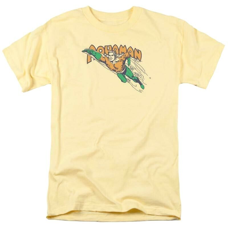 Aquaman T-shirt regular fit crew neck DC yellow cotton superhero tee DCO862