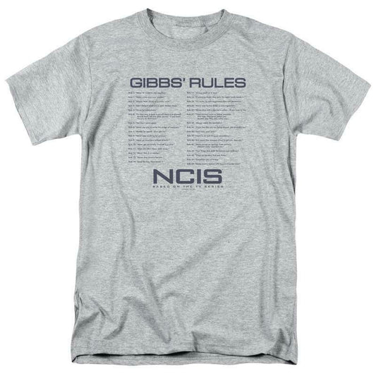 NCIS TV Drama series Gibbs Rules Graphic heather gray cotton T-shirt CBS1608