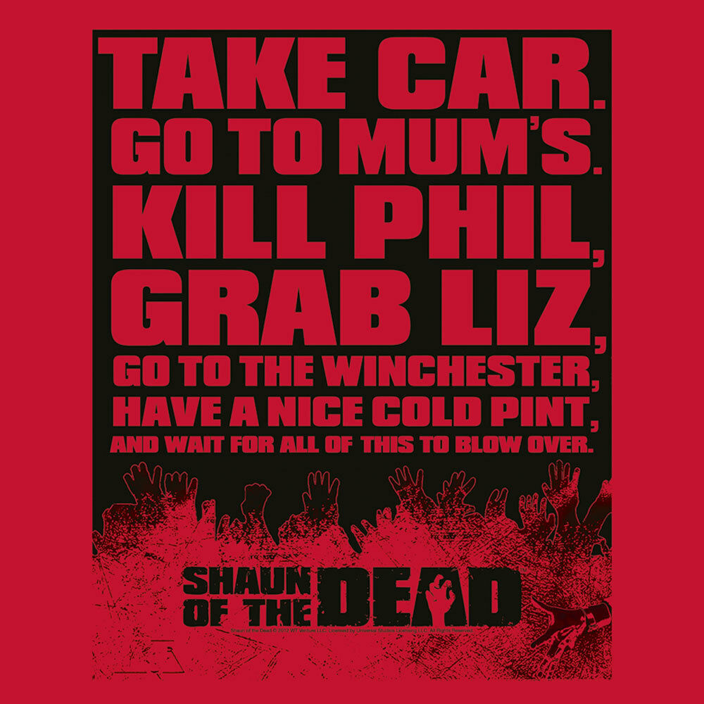 Shaun of Dead T-shirt men's red cotton graphic tee horror comedy movie 