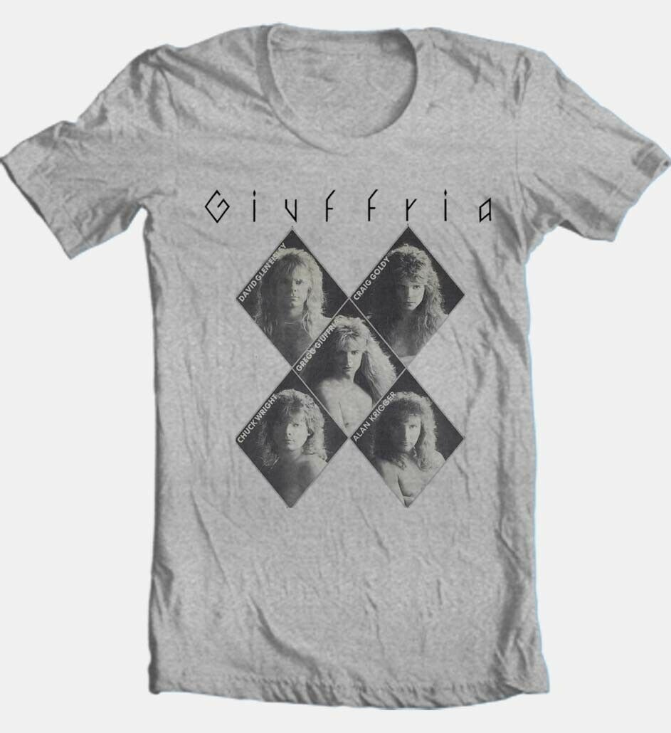 Giuffria T-shirt 1980s metal retro rock cotton blend grey graphic concert tee