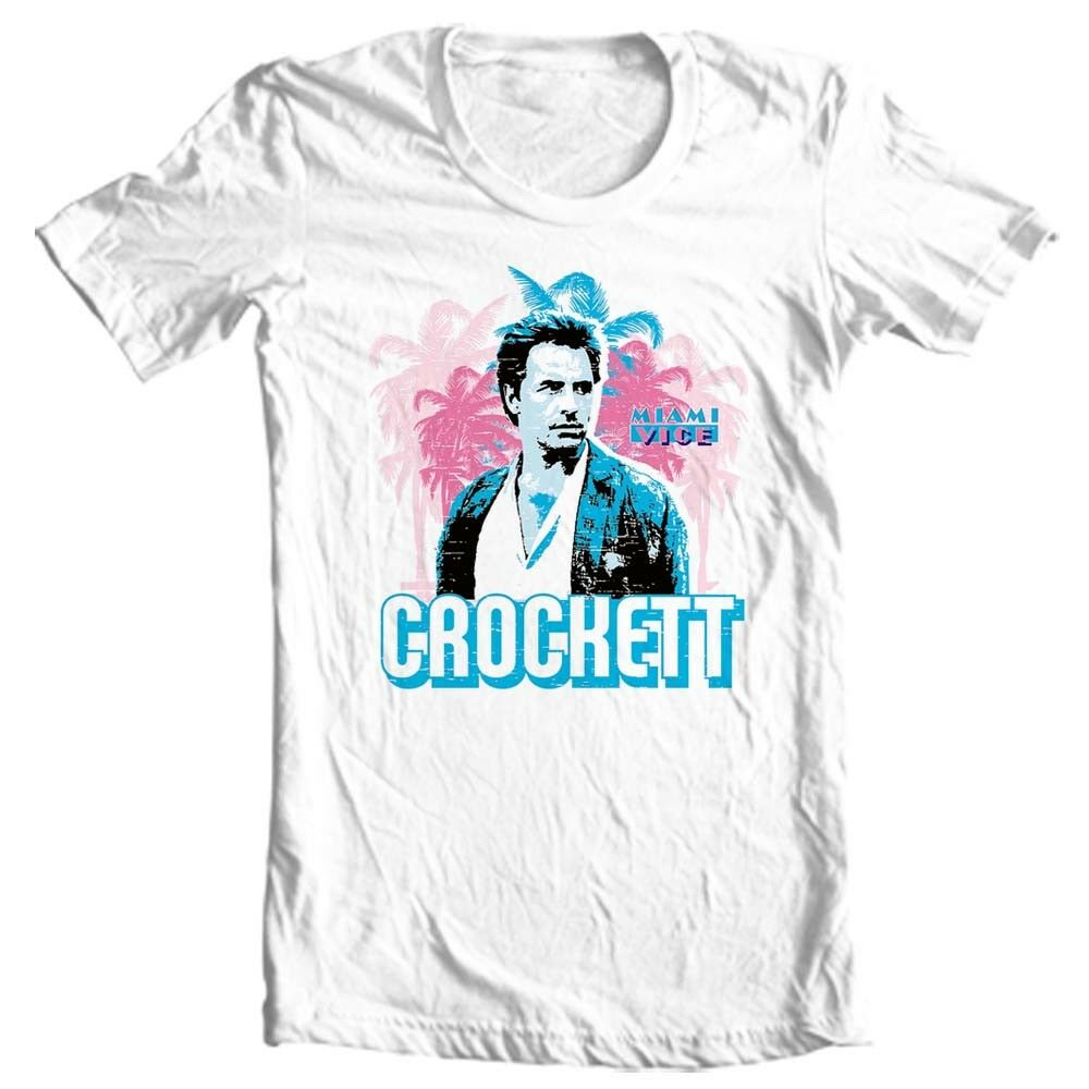 Miami Vice Crockett T-shirt Free Shipping 1980s retro TV show cotton tee NBC223