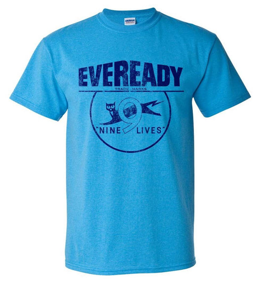 Eveready T-shirt men's crew neck retro style heather blue graphic tee