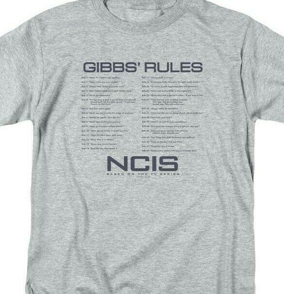 NCIS TV Drama series Gibbs Rules Graphic heather gray cotton T-shirt CBS1608