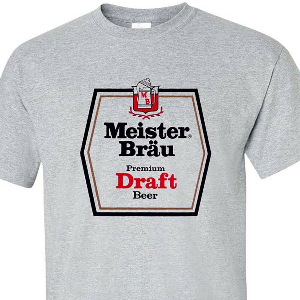 Meister Brau T-shirt - Retro Beer Brewed Perfection - Logo Graphic Tee - Adult Regular Fit