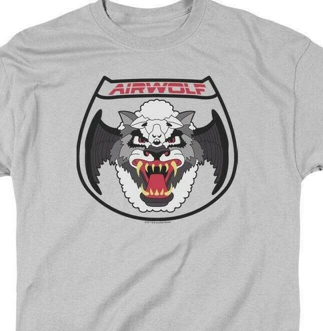 Airwolf Logo T-Shirt adult new regular fit gray graphic tee shirt NBC234