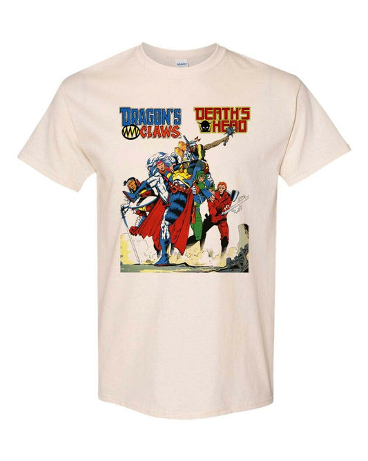 Dragon's Claws vs Death's Head T-shirt retro 1980's Marvel comics graphic tee throwback design tshirt for sale