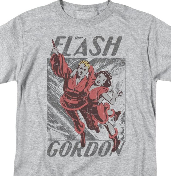 Flash Gordon and Dale T-shirt gray men's regular fit cotton tee vintage style retro comic books for sale